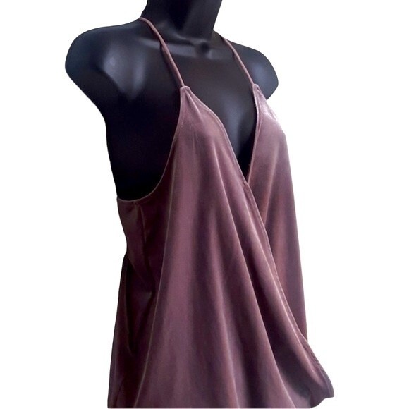 NSR velvet velour wrap top strappy high low cami tank mauve lavender pink XS - Picture 8 of 16